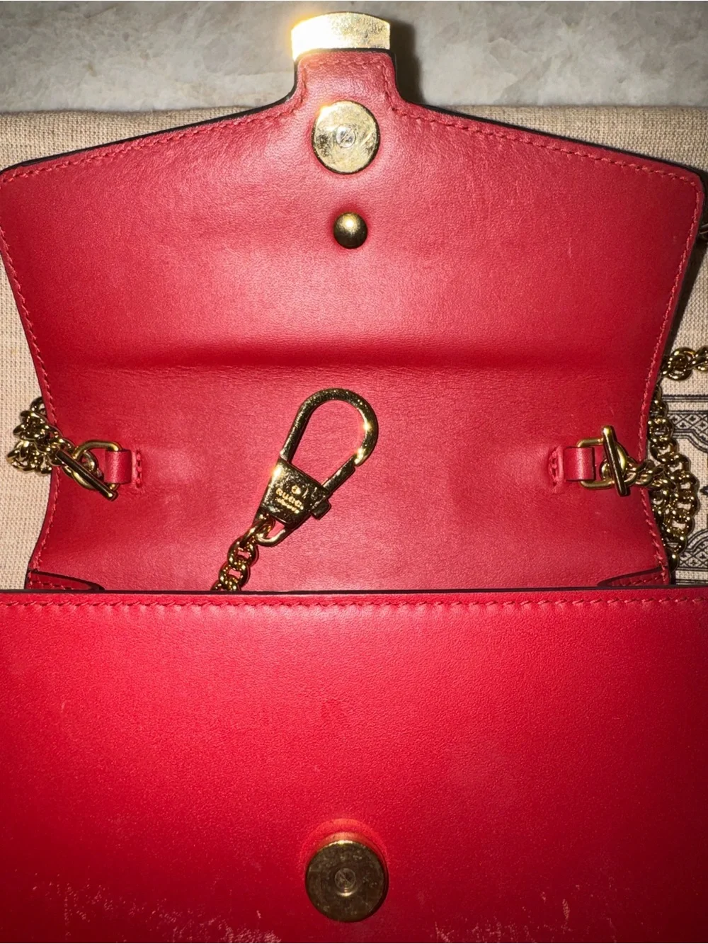 Gucci Red Leather Mini Sylvie Crossbody/Shoulder Bag with Gold Hardware